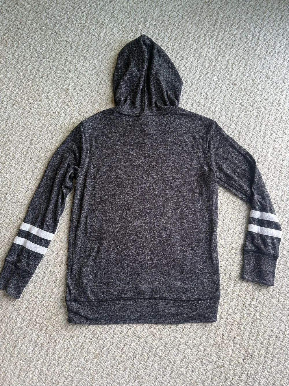 Youth Boys’ Dark Gray Hooded Pullover with Sleeve Stripes